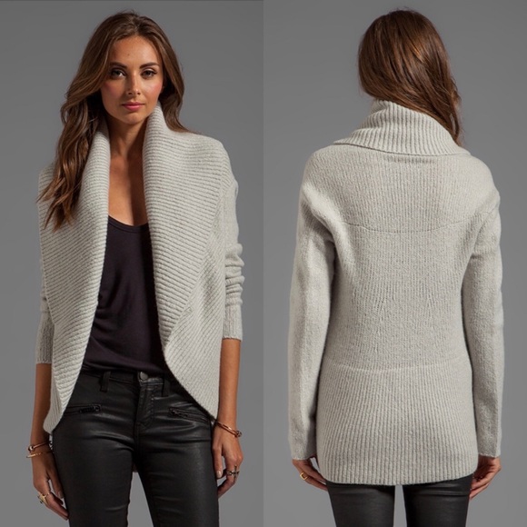 Vince Sweaters - VINCE Wool Blend Open Front Knit Cardigan Grey S